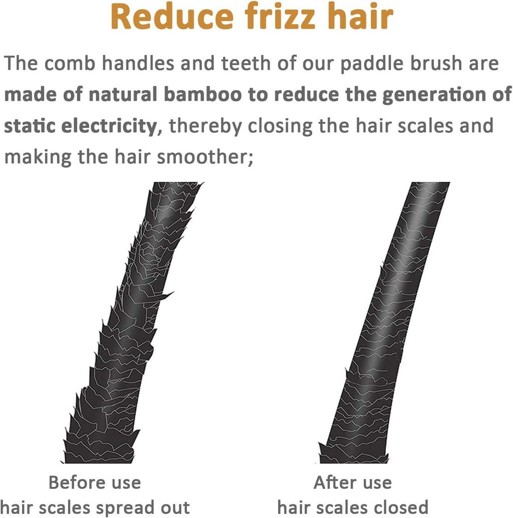 Natural Bamboo Paddle Hair Brush for All Hair Types - Eco-Friendly & Scalp Massage