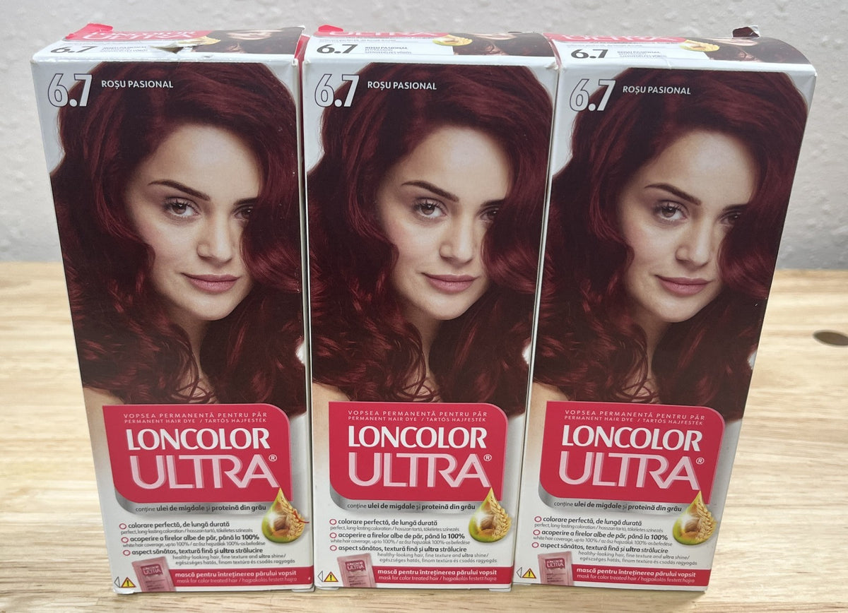 Red Passion Hair Color Kit - Long-Lasting Permanent Hair Dye - 3 Pack