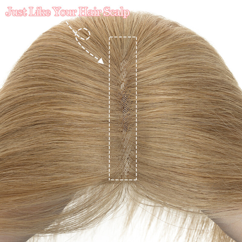 Clip-In Human Hair Topper with Lace Base - Remy Hair Extensions for Volume
