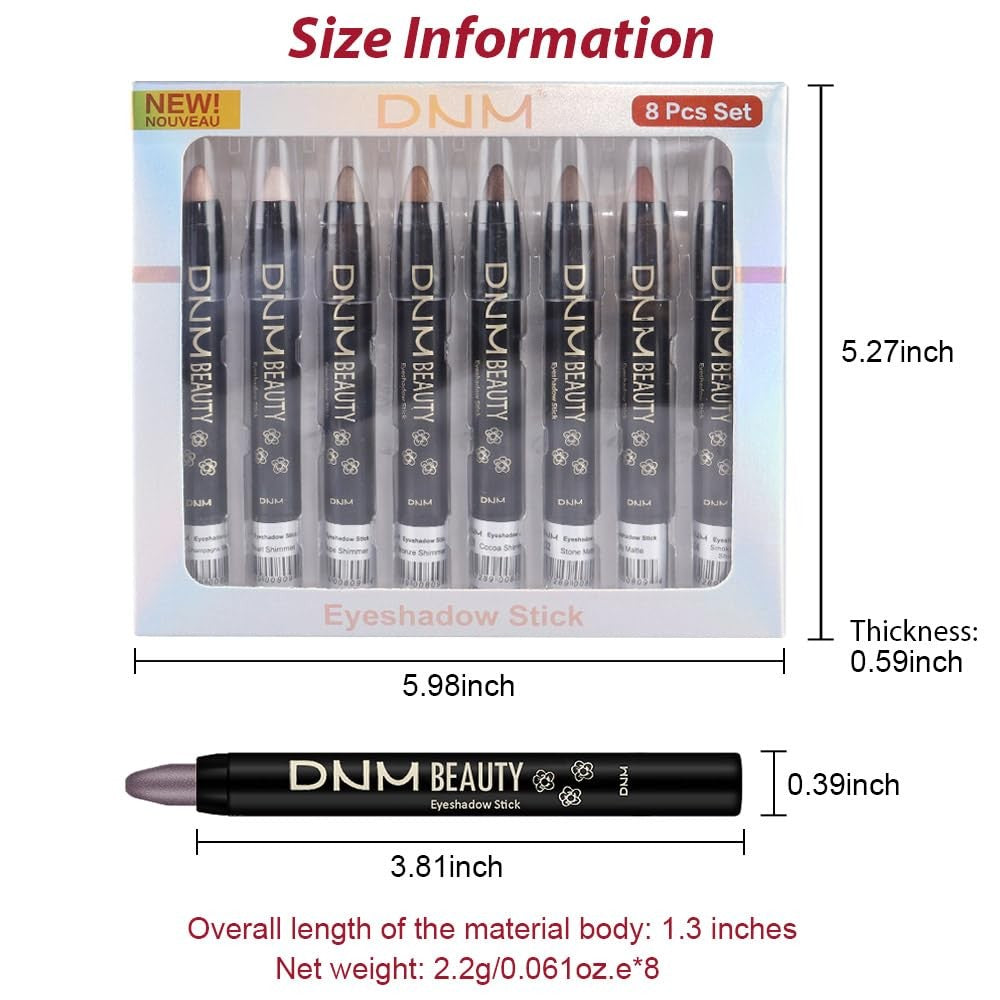 Kaely 8-Piece Cream Eyeshadow Stick Set Waterproof & Long-Lasting