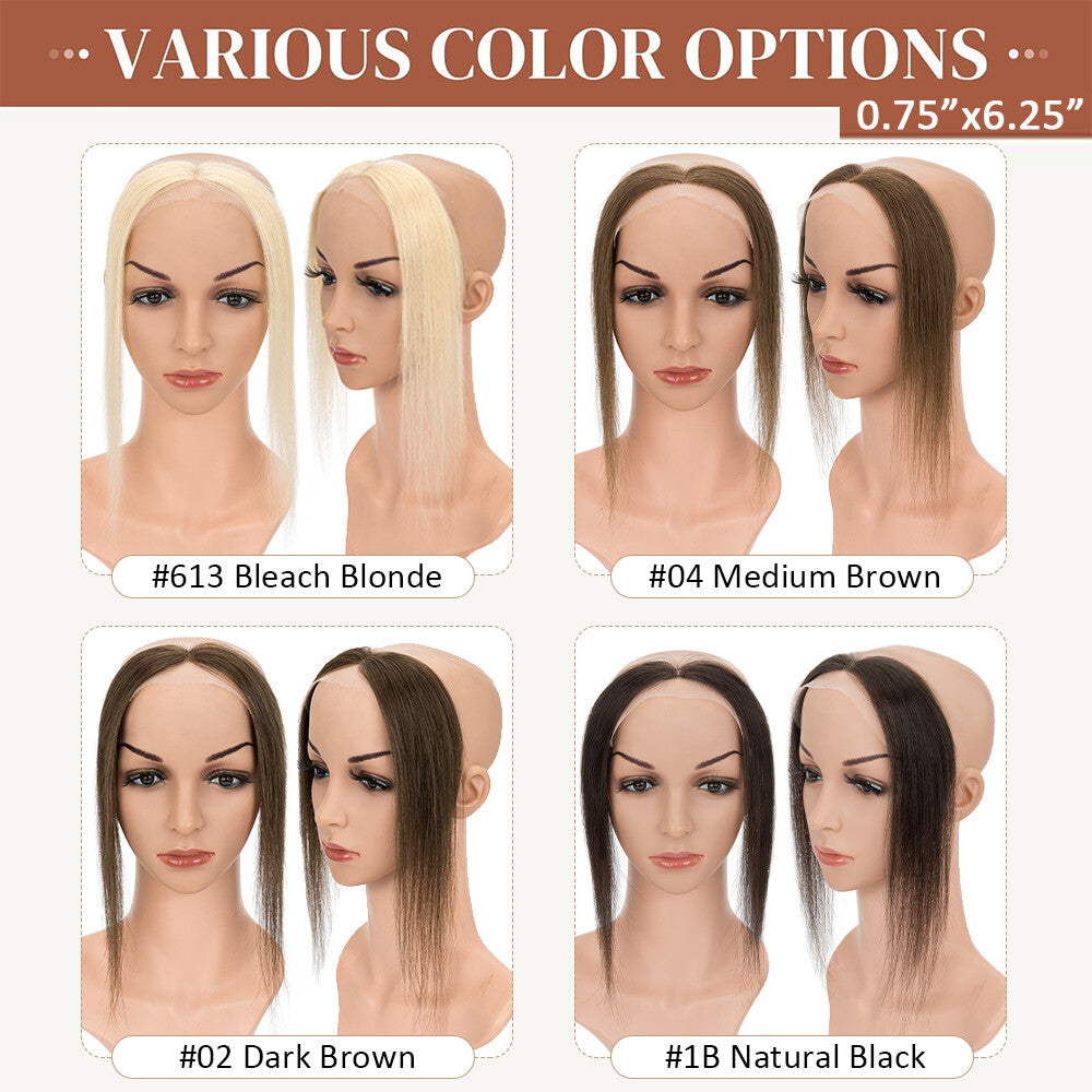 Full Lace Hair Topper with Frontal Human Hair Patches for Hairline Cover - Remy Human Hair