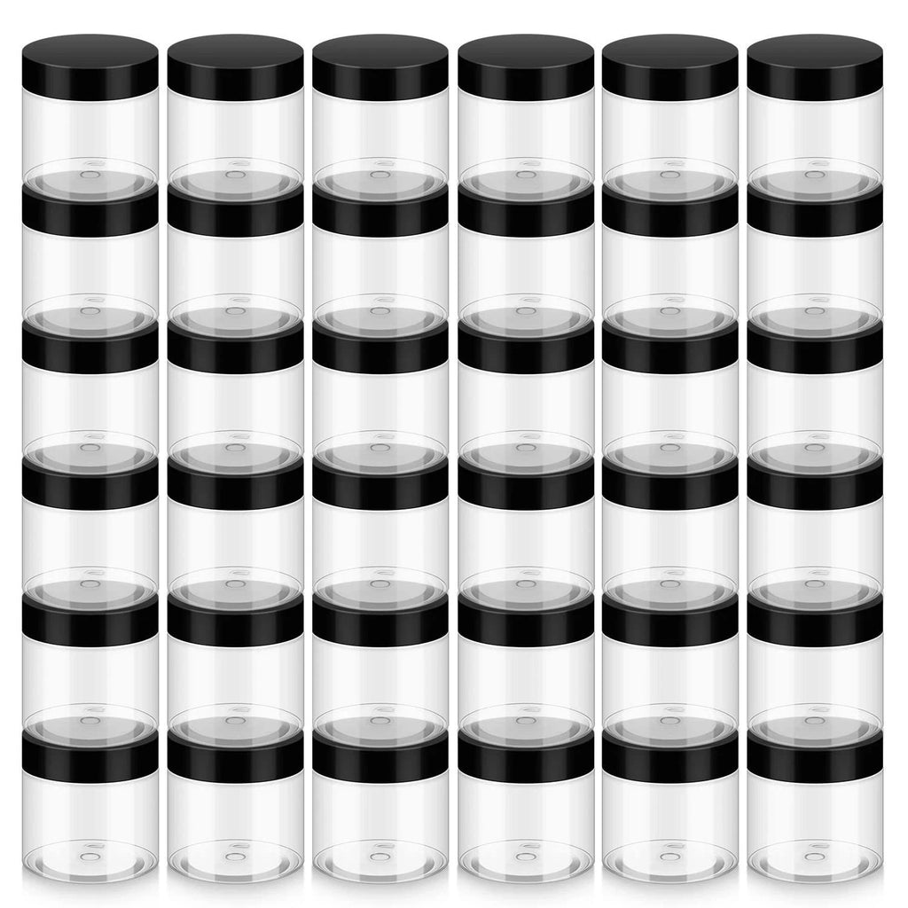 36 Pack 2 oz Transparent Plastic Jars with Lids – BPA Free, Reusable & Refillable