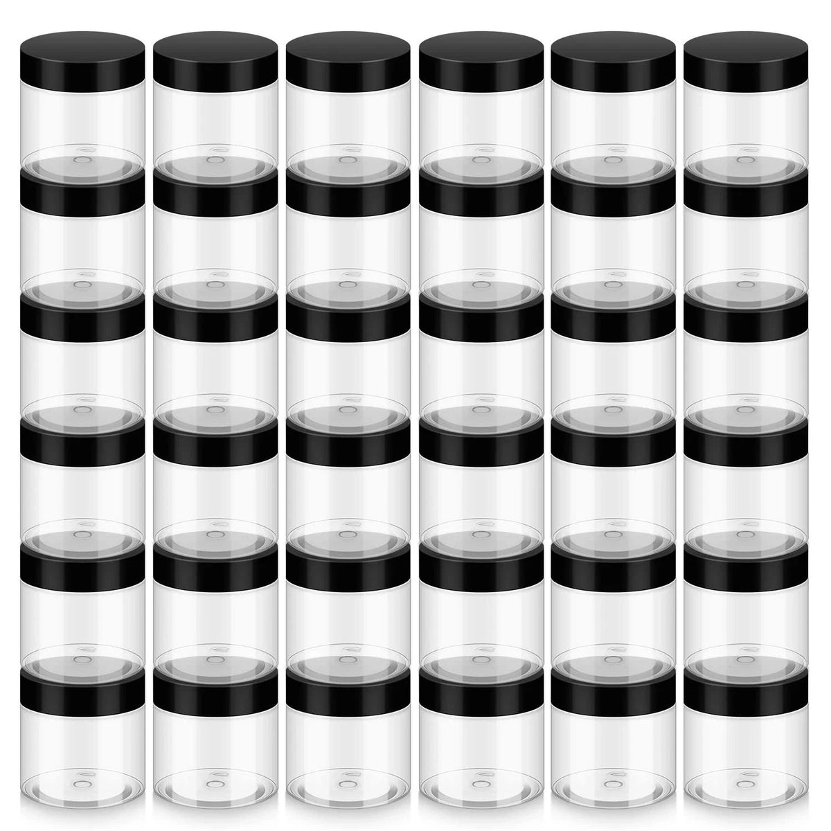 36 Pack 2 oz Transparent Plastic Jars with Lids – BPA Free, Reusable & Refillable