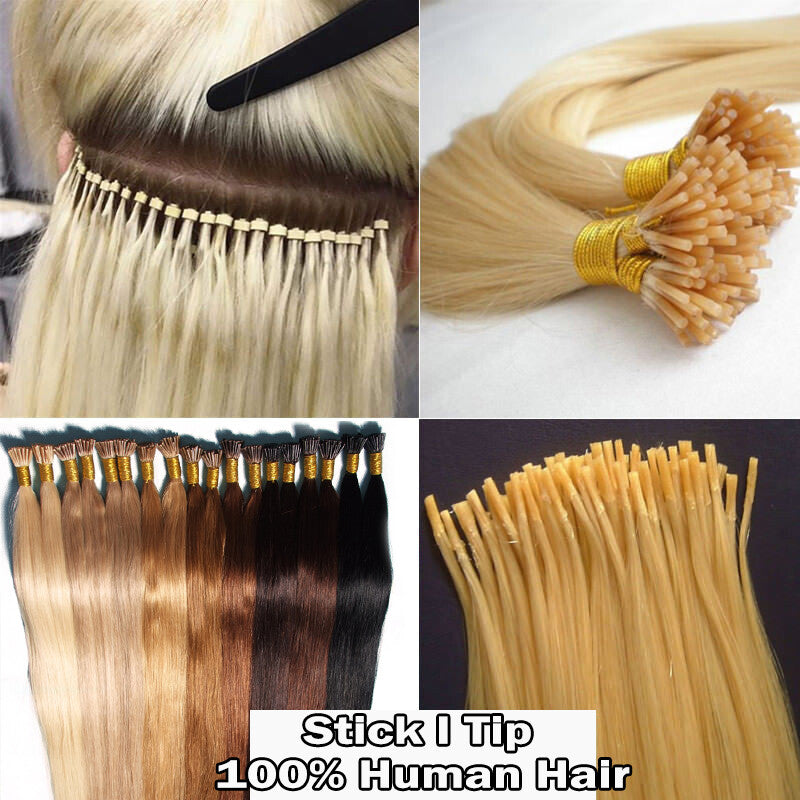 Remy Human Hair Extensions Micro Tip I Tip Keratin Bond 50-200 Strands