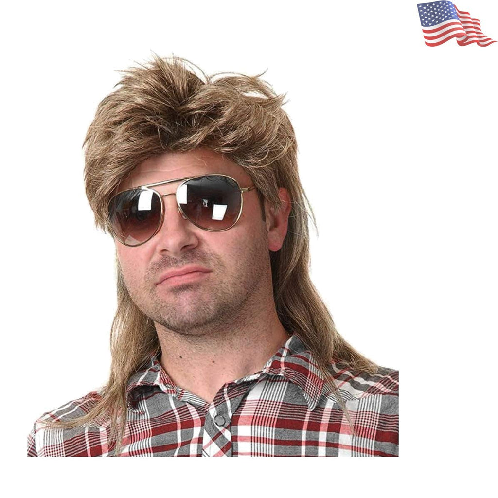 Men's Light Brown Mullet Wig - 80s Costume for Parties & Cosplay