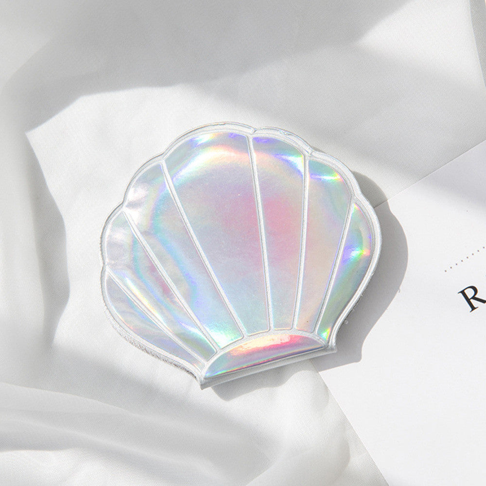 Seashell Shape Double-Sided Travel Cosmetic Mirror - Portable & Stylish