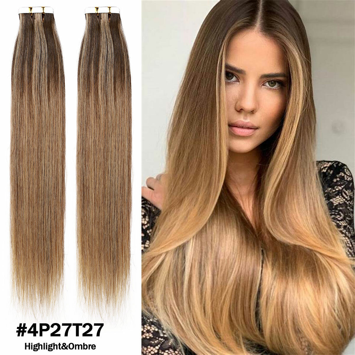 Russian Tape-In Human Hair Extensions - 100% Remy Body Wave, Multiple Colors & Lengths