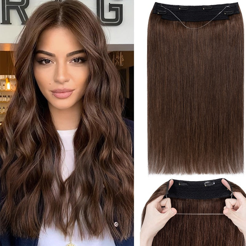 Remy Human Hair Clip-In Extensions with Invisible Wire & Clips - Thick, Natural Look