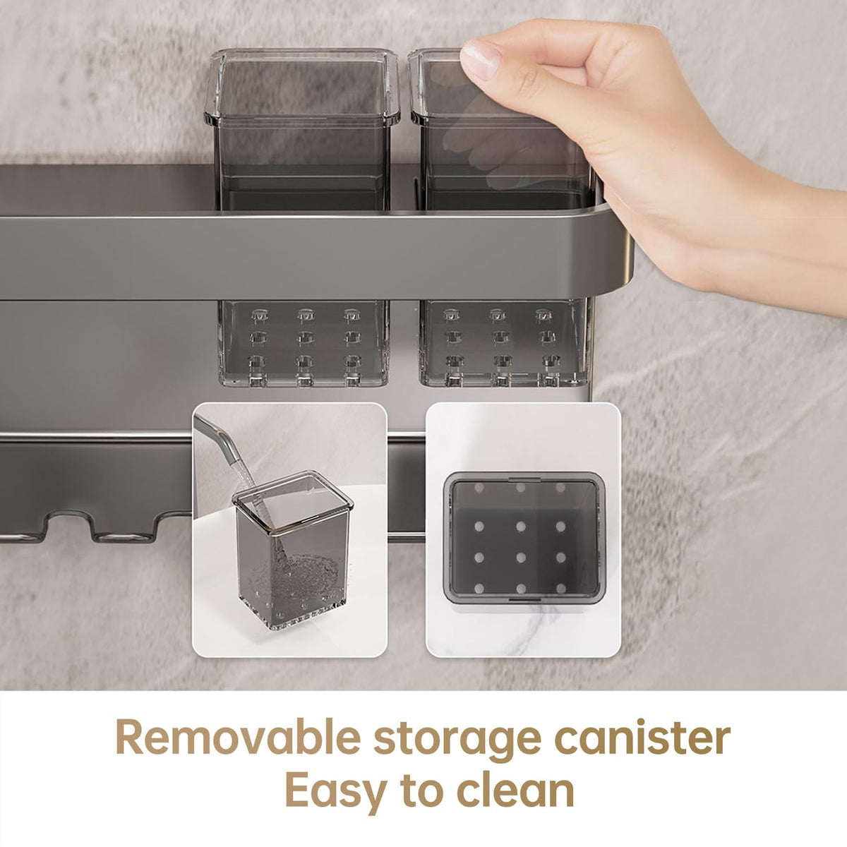 Wall Mount Hair Dryer Organizer with Storage Shelf - Matte Grey