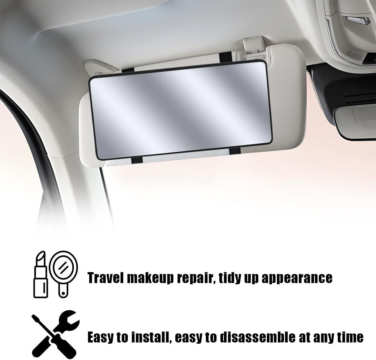 Car Sun Visor Vanity Mirror with Makeup Reflection, Easy Installation
