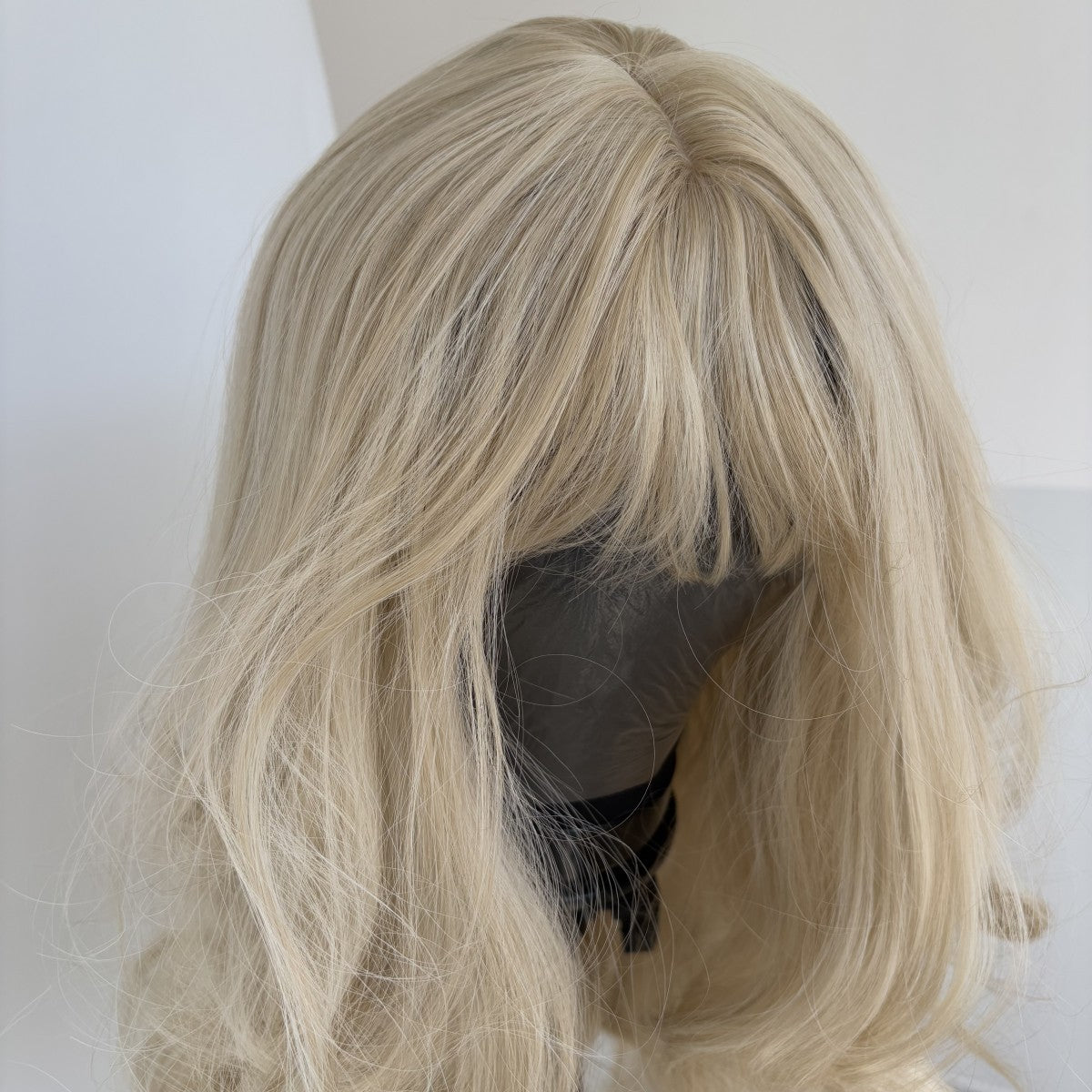 Long Wavy Blonde Synthetic Wig with Bangs - Heat Resistant & Tangle-Free