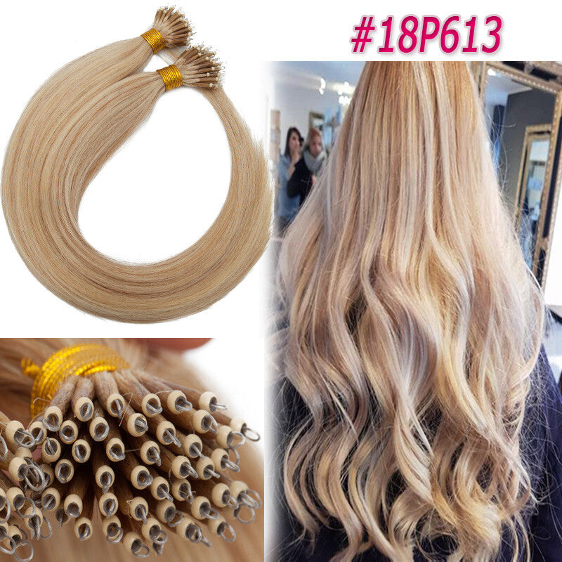 Thick Nano Ring Hair Extensions - Micro Link Bead Tips, Remy Human Hair