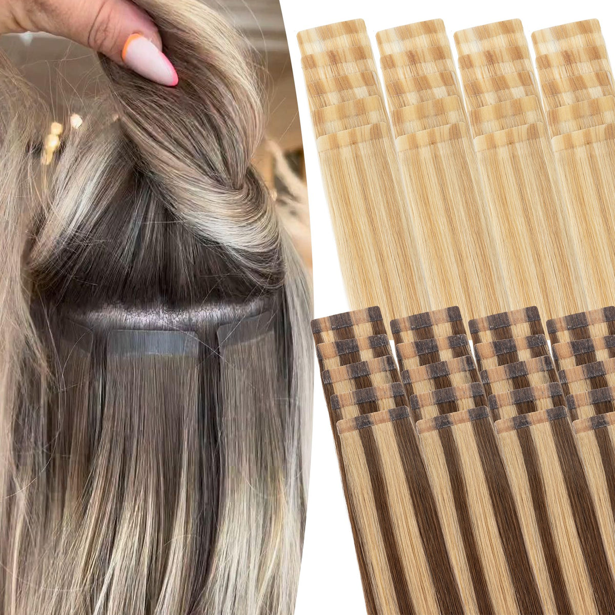 Remy Human Hair Tape-In Extensions - Highlight Ombre 100G