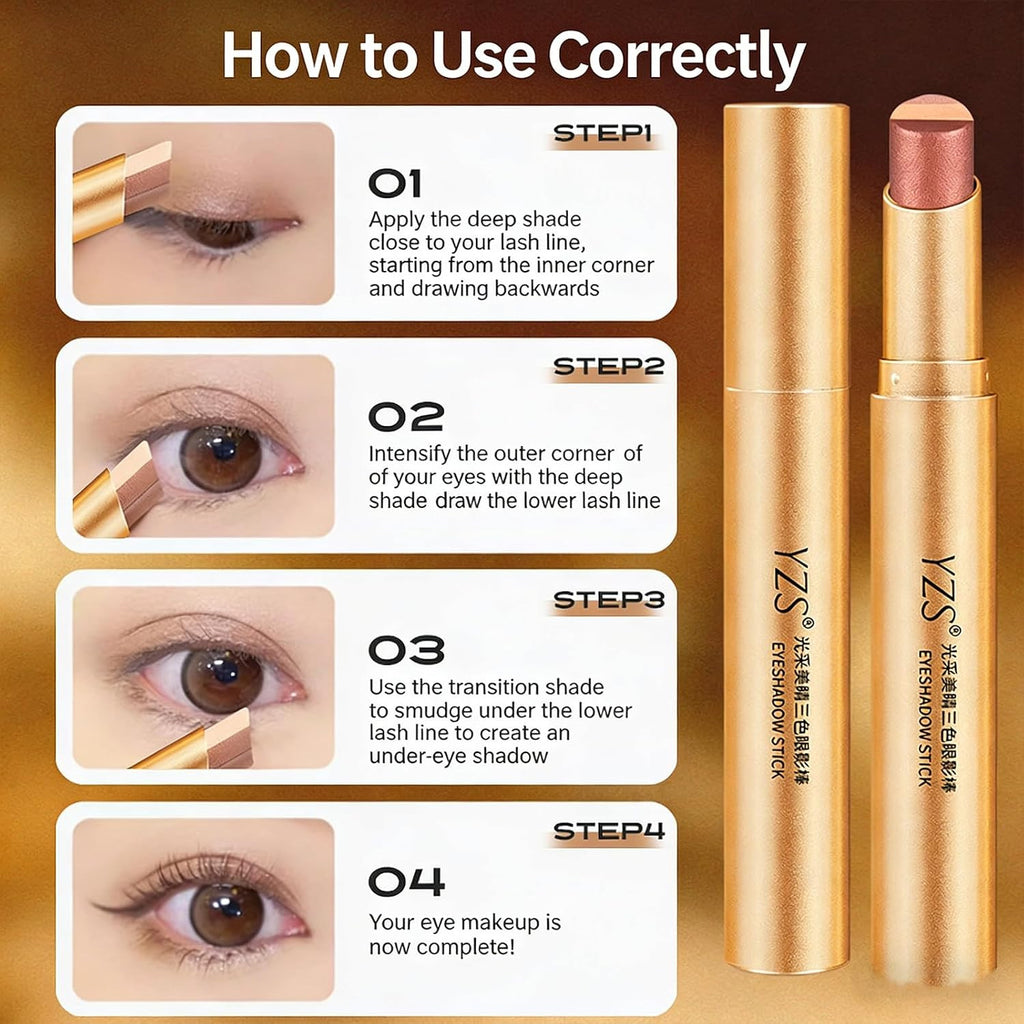 Gradient Eyeshadow Stick Set - 4Pcs Matte & Shimmer Waterproof, Long-Lasting