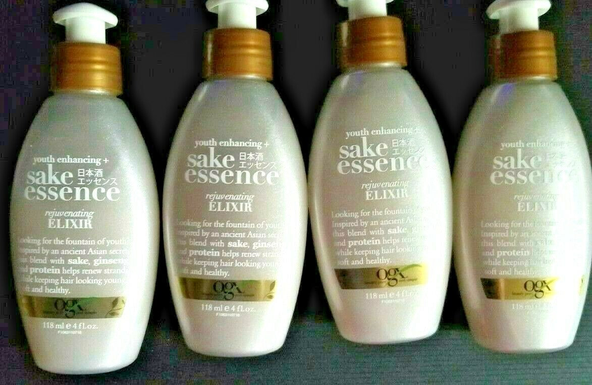 OGX Sake Essence Rejuvenating Leave-In Hair Elixir - Youth Enhancing, 4 Pack of 4 Fl Oz