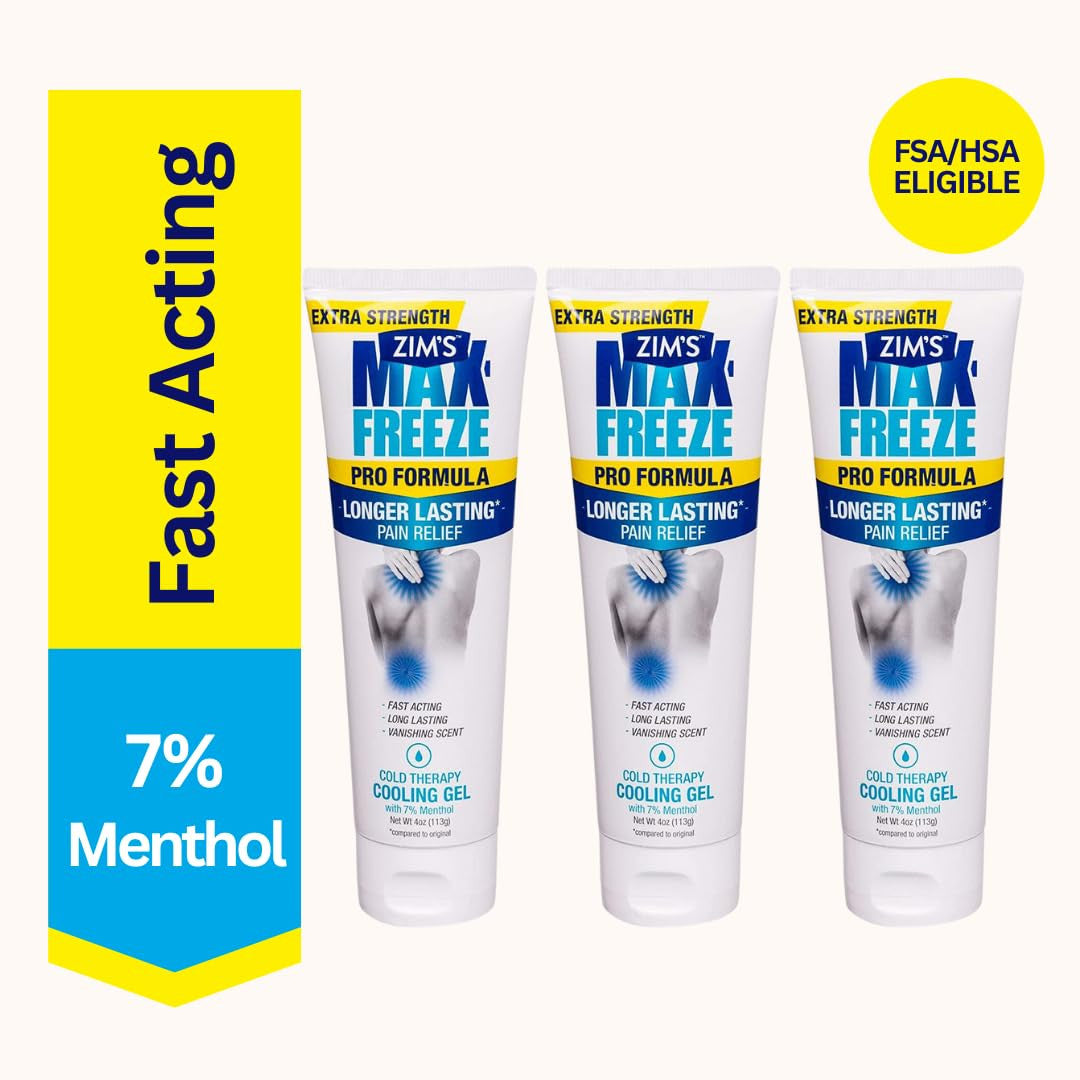 Muscle & Joint Pain Relief Gel - Fast Acting Cold Therapy, 4oz Pack of 3