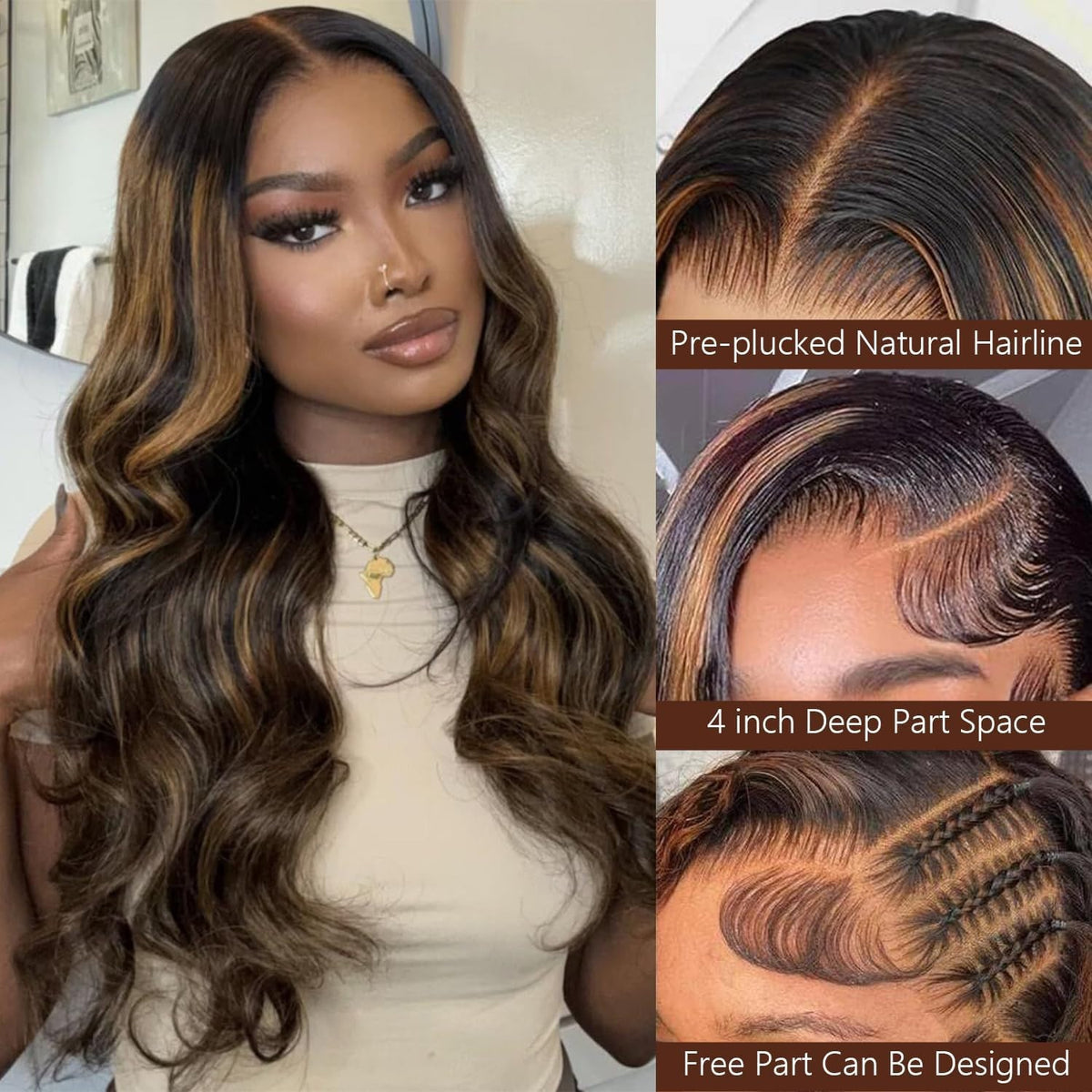 14-18 Inch Body Wave Ombre Lace Front Wigs Human Hair Natural Look