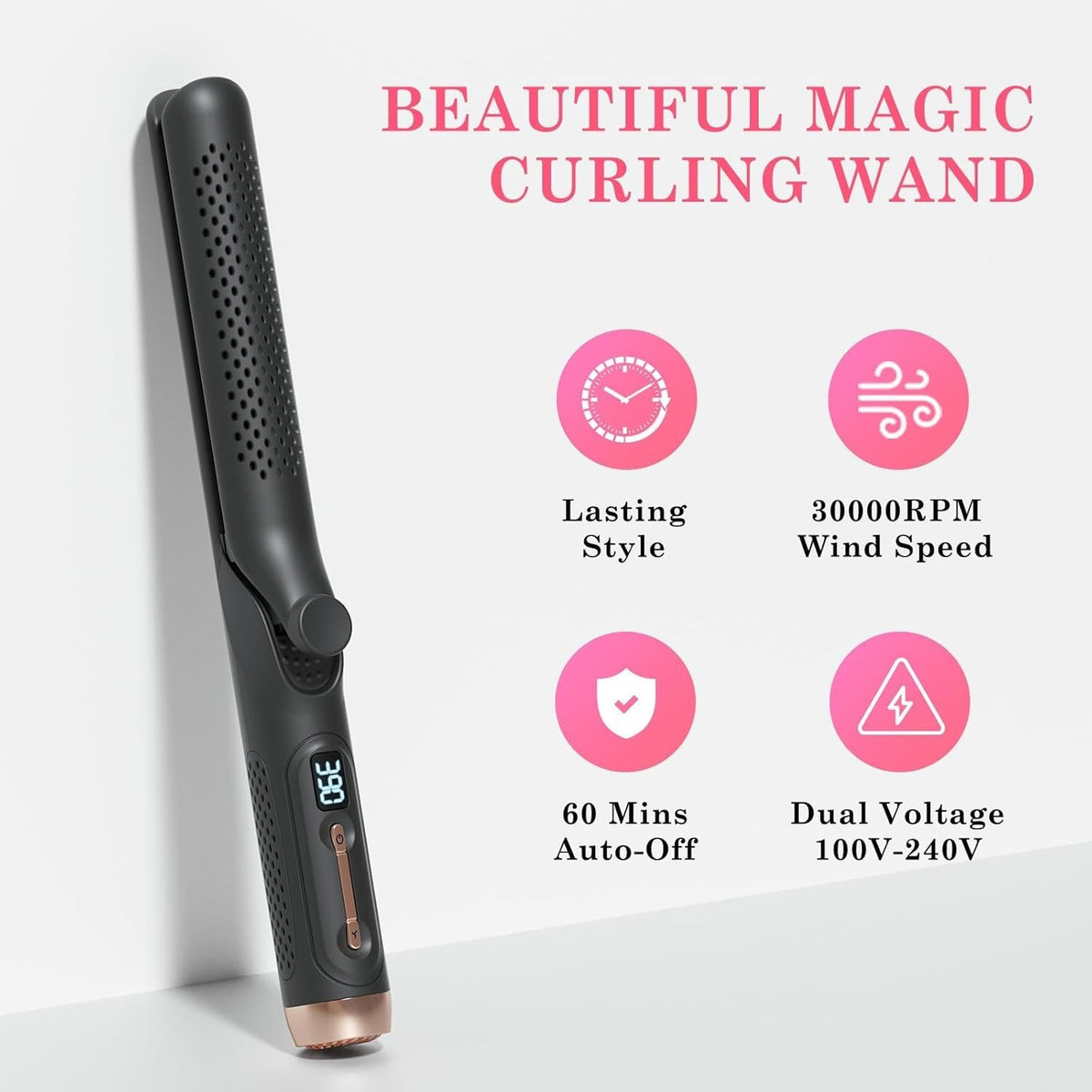 2-in-1 Hair Straightener and Curling Wand with Airflow System for Women