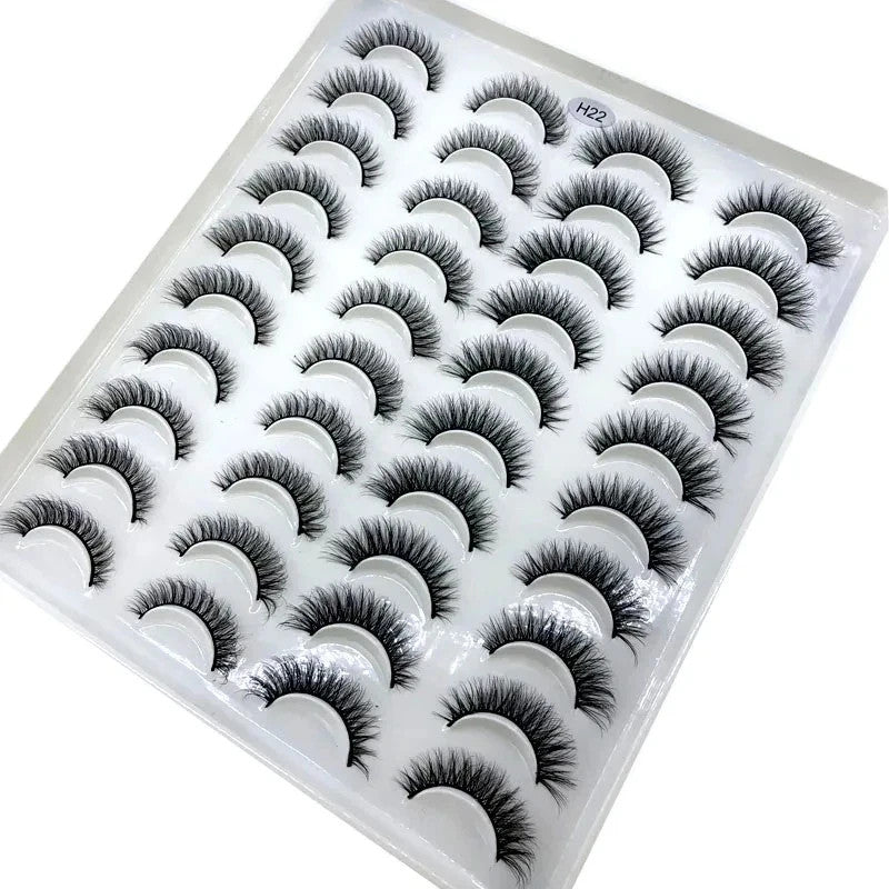 False Eyelashes Mink Natural 3D Fluffy Winged Full Strip 20 Pairs