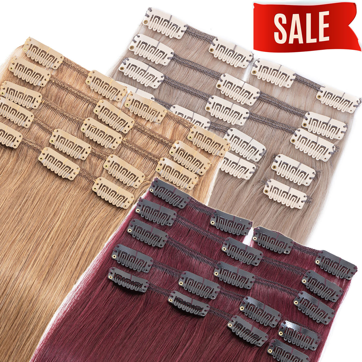 Clip-In Hair Extensions Full Head 8 Pieces Remy Human Hair 4-24 Inches