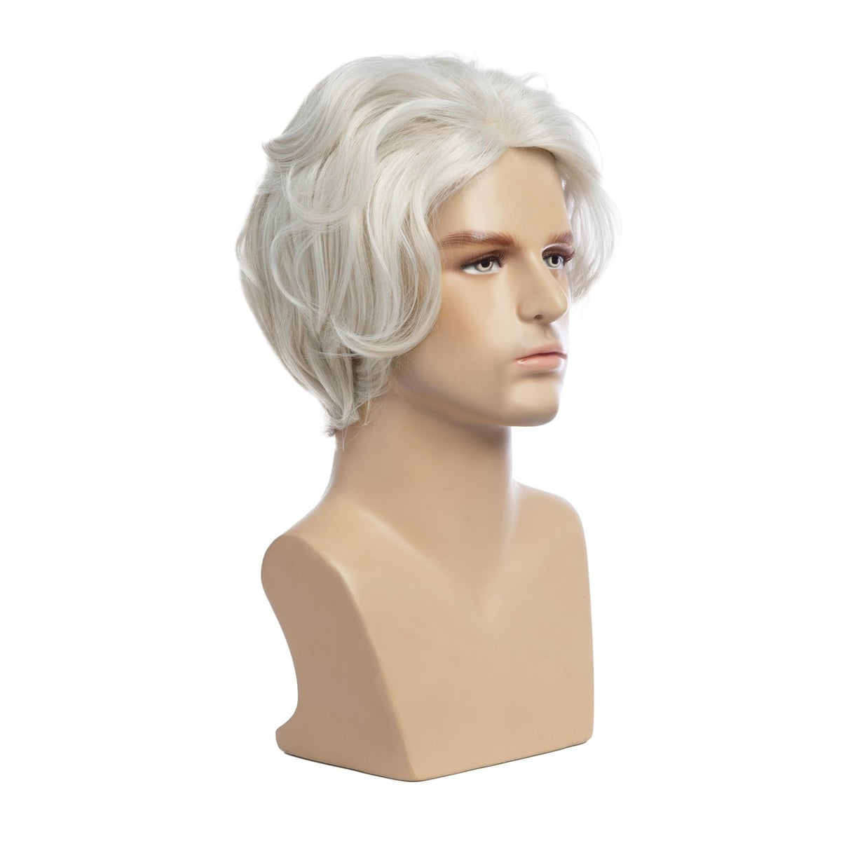 Mens Short Fluffy Gray Synthetic Wig Halloween Cosplay Costume Hair