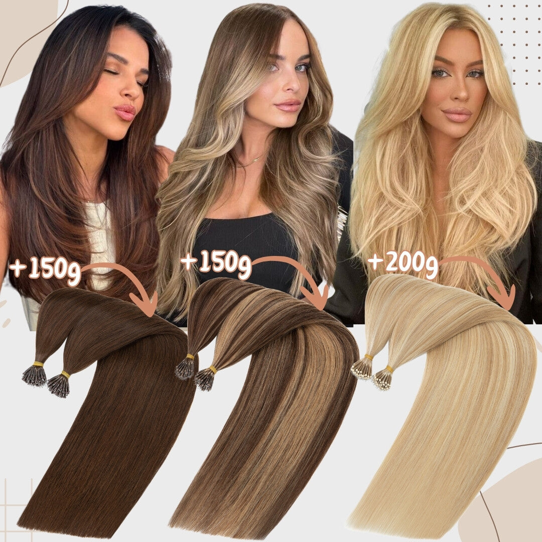 150PCS Thick Remy Human Hair Extensions Nano Beads Double Drawn 14-24 Inch