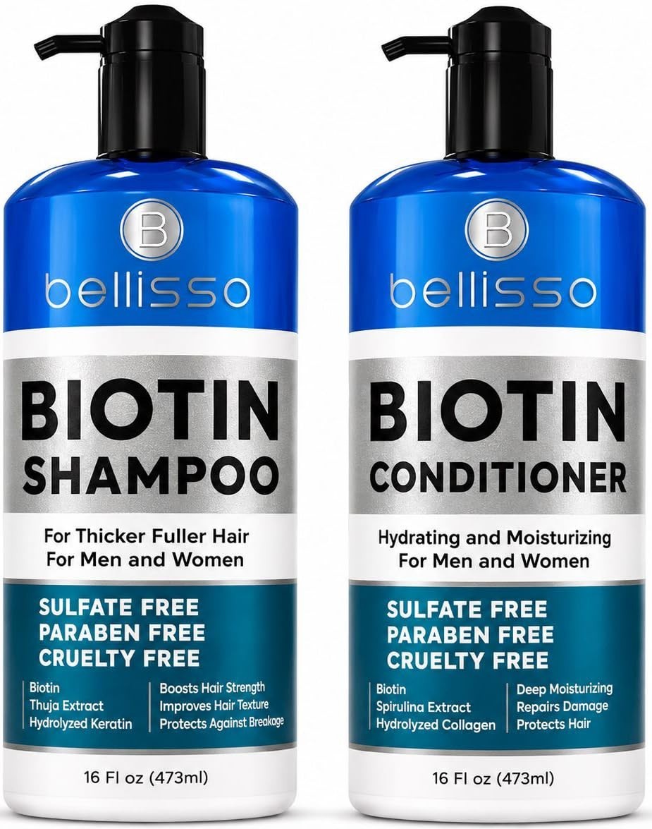 Biotin Shampoo and Conditioner Set - Sulfate & Paraben Free for Voluminous Hair