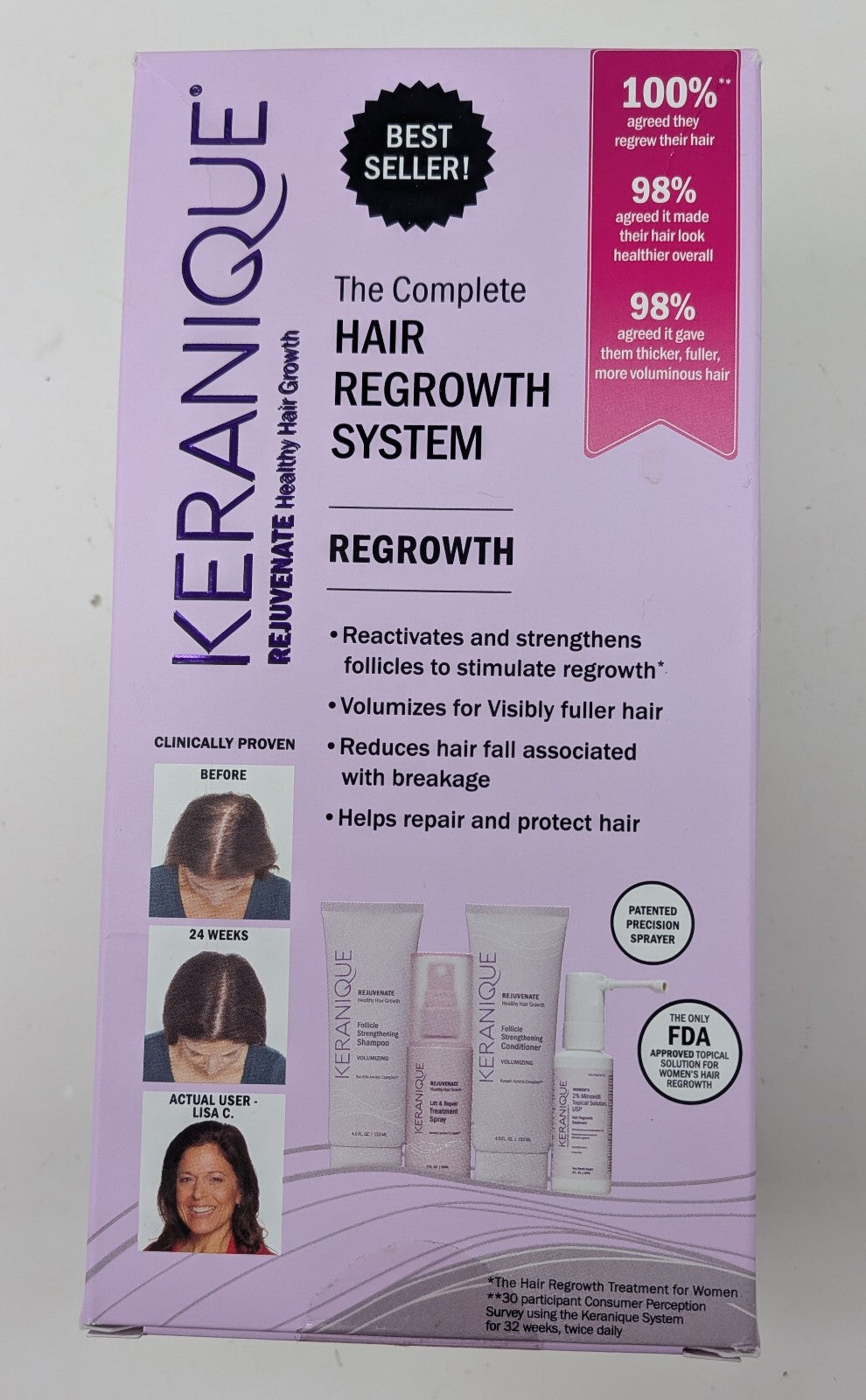 Keranique Hair Regrowth System 30-Day Complete Treatment Kit - 4 Pieces