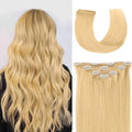 16-Inch Human Hair Clip-In Extensions Bleach Blonde #613 - Silky Straight