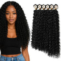 Kinky Synthetic Hair Weave Bundles - Natural Black, 18-22 Inch, Pack of 6