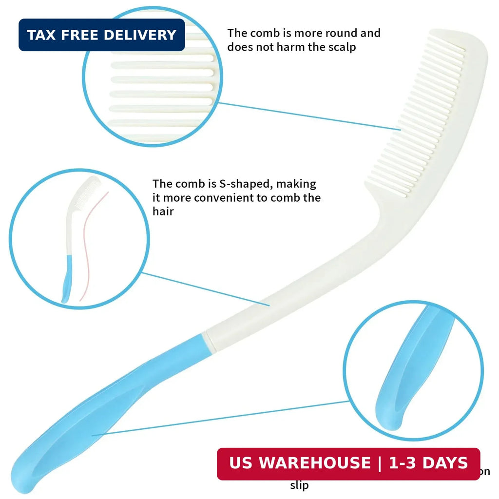 Long Reach Handled Hair Comb and Brush Set for Elderly & Disabled