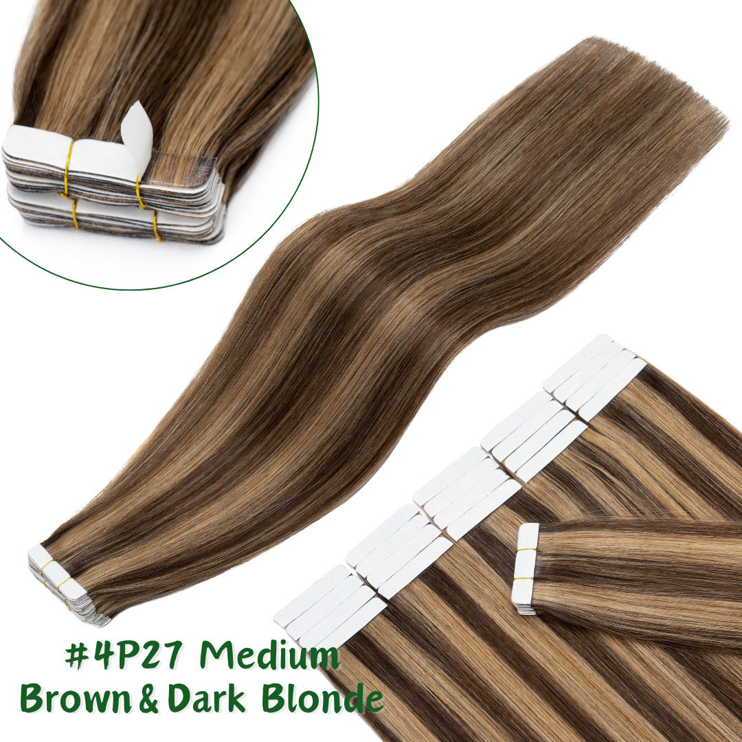 Russian Straight Tape-In Hair Extensions - Thick Remy Human Hair, 150g, All Colors & Lengths