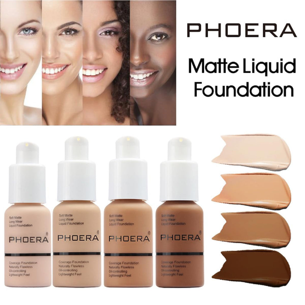 Phoera Foundation 2 Pack Long-Wear Liquid Foundation Matte Finish