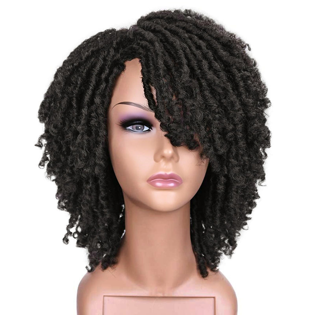 Short Twist Braided Dreadlock Wig for Black Women & Men - Synthetic Afro Style