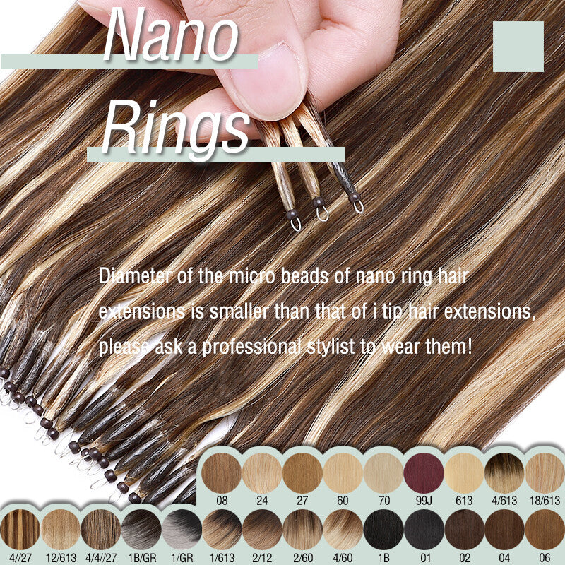 Nano Ring Hair Extensions Human Hair Micro Loop Beads 100% Remy Hair