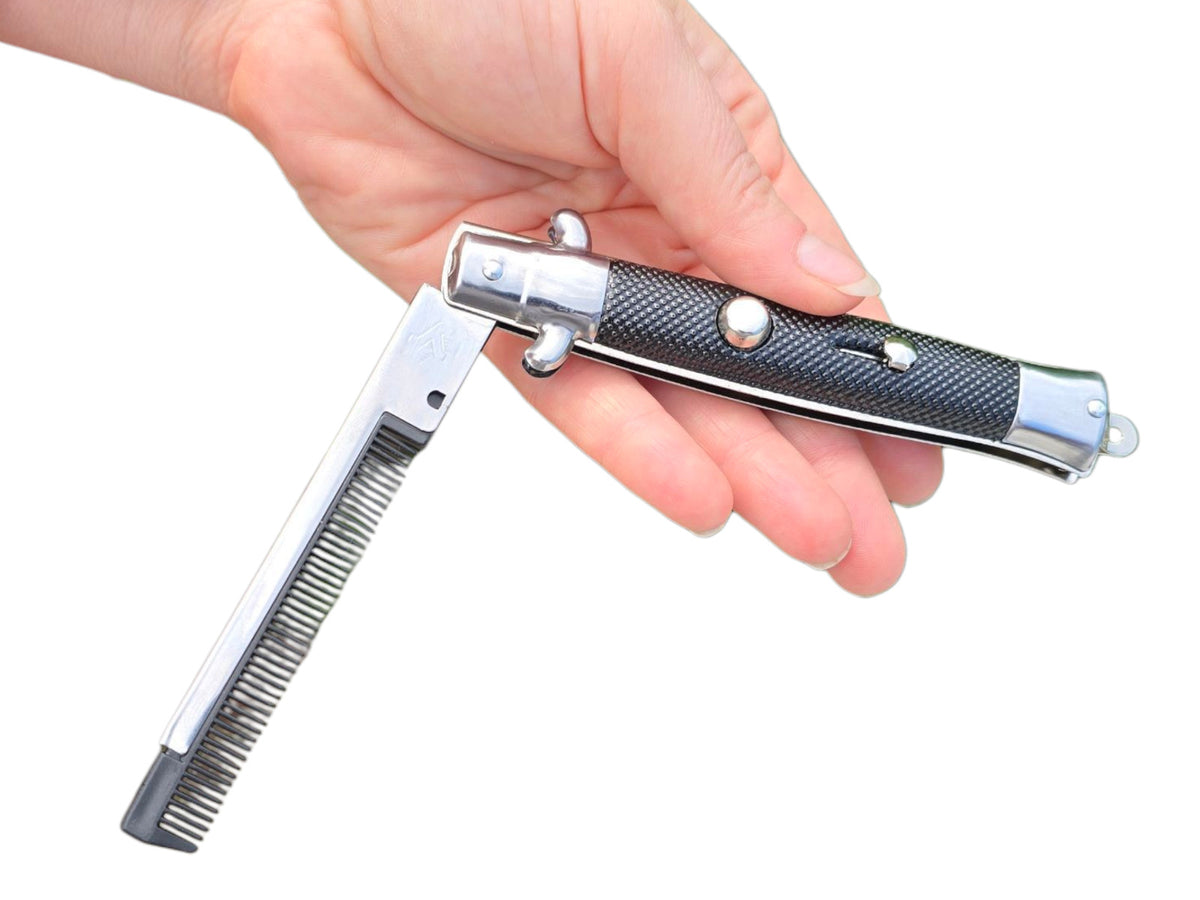 12 Pack Retro-Style Switchblade Hair Combs with Display Box - 9 Inch