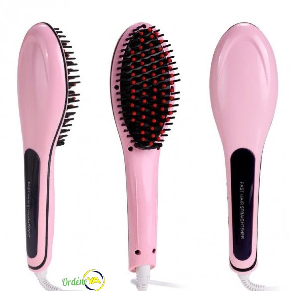 Ceramic Straightening Hair Brush Pink - Frizz & Damage Control