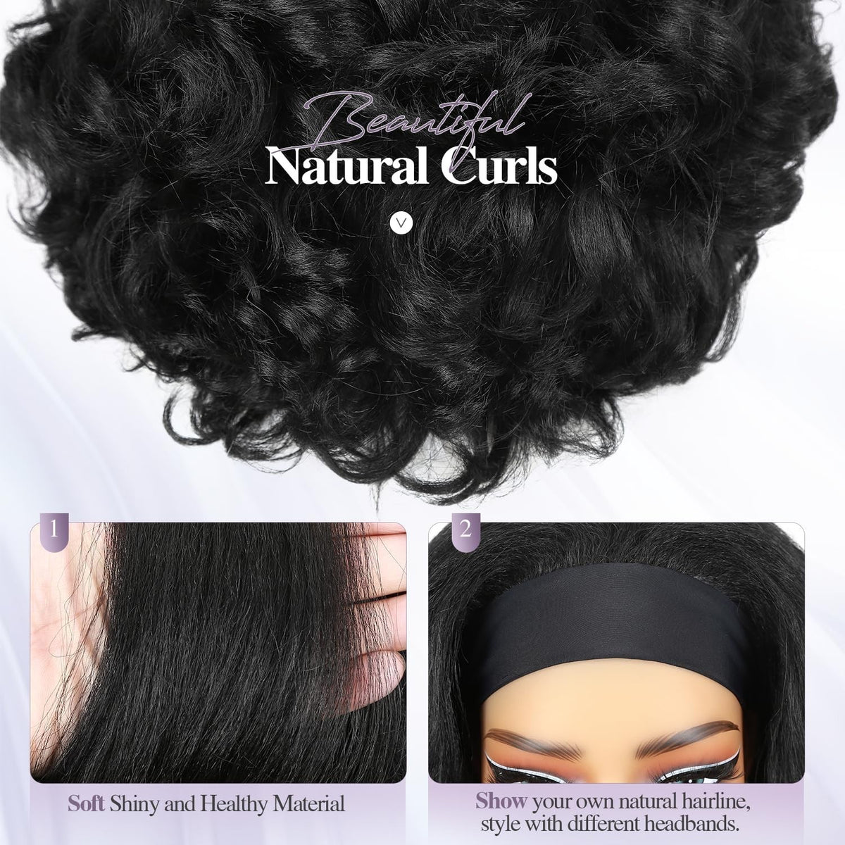 Glueless Yaki Curly Headband Wig for Black Women - Natural Look & Easy Wear