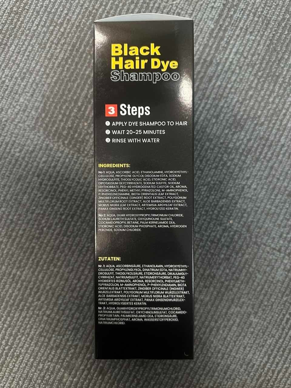 Black Hair Dye Shampoo with Herbal Nourishing 3-in-1 Formula for Gray Hair
