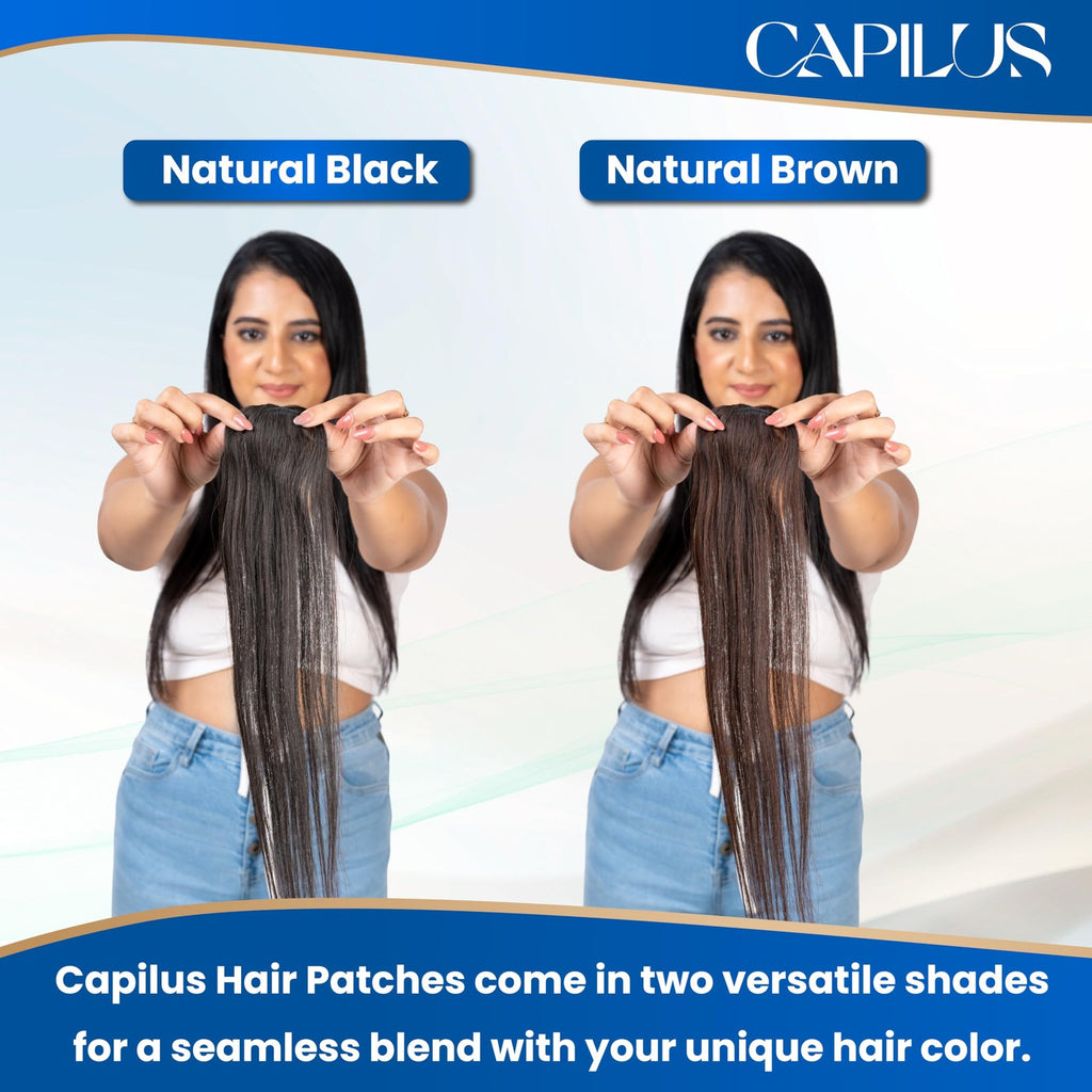 Invisible Hair Patch 12 Inch Natural Black Clip-In Extensions - Seamless Volume