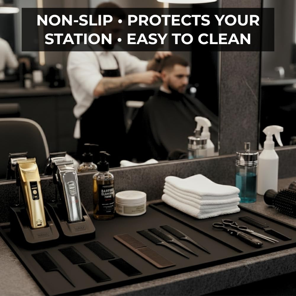Extra Large Barber Mat 20x14 Inch Professional Anti-Slip Workstation Rubber Mat