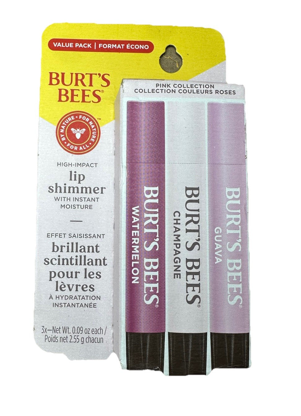 Burt's Bees Lip Shimmer Pink Collection Tinted Lip Balm Stick Set