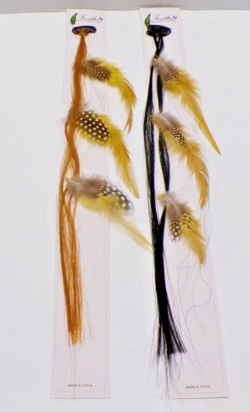 12-Pack Assorted Feather Hair Clips Black & Brown - Hair Accessories