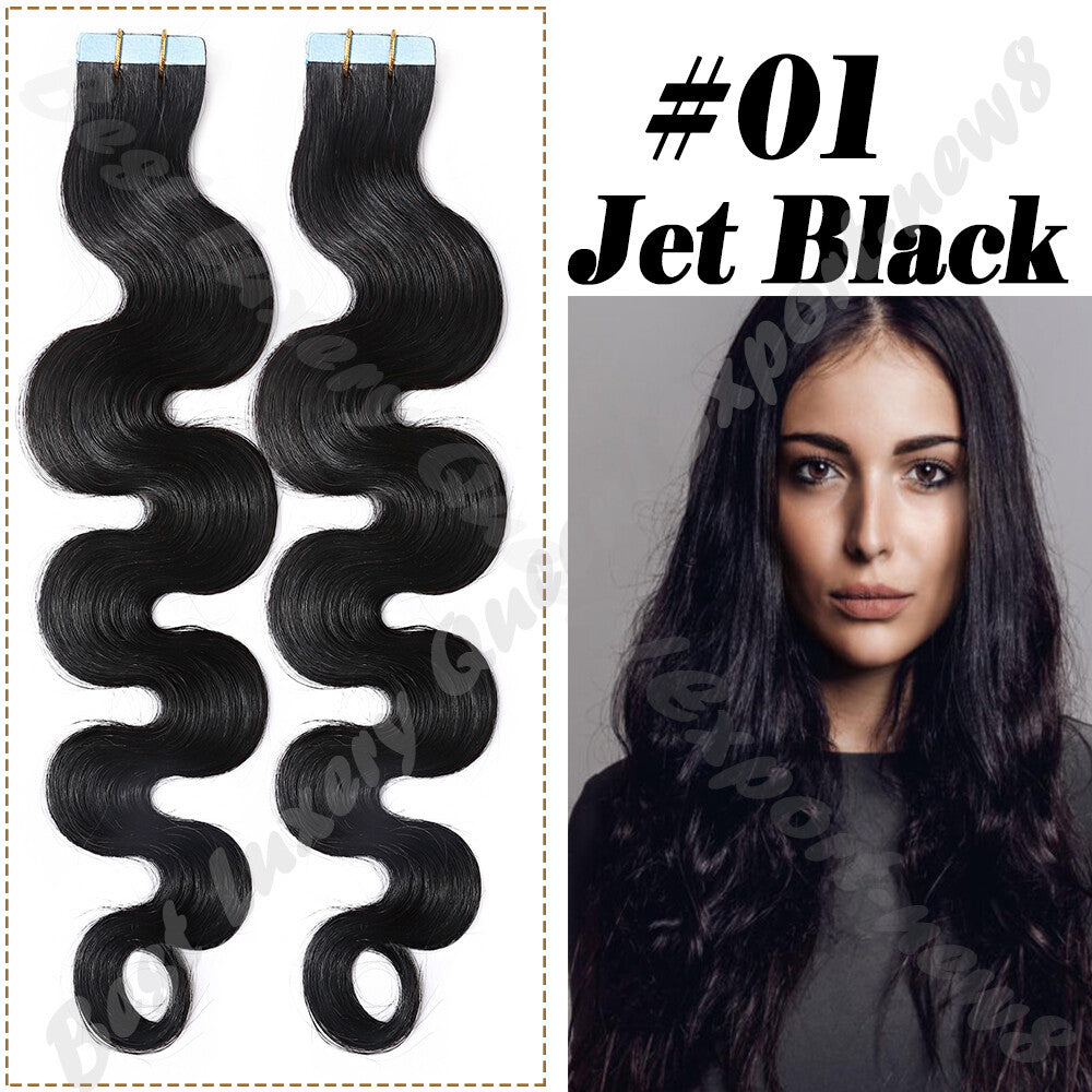 100% Human Hair Tape-In Extensions Full Head Body Wave & Straight Styles