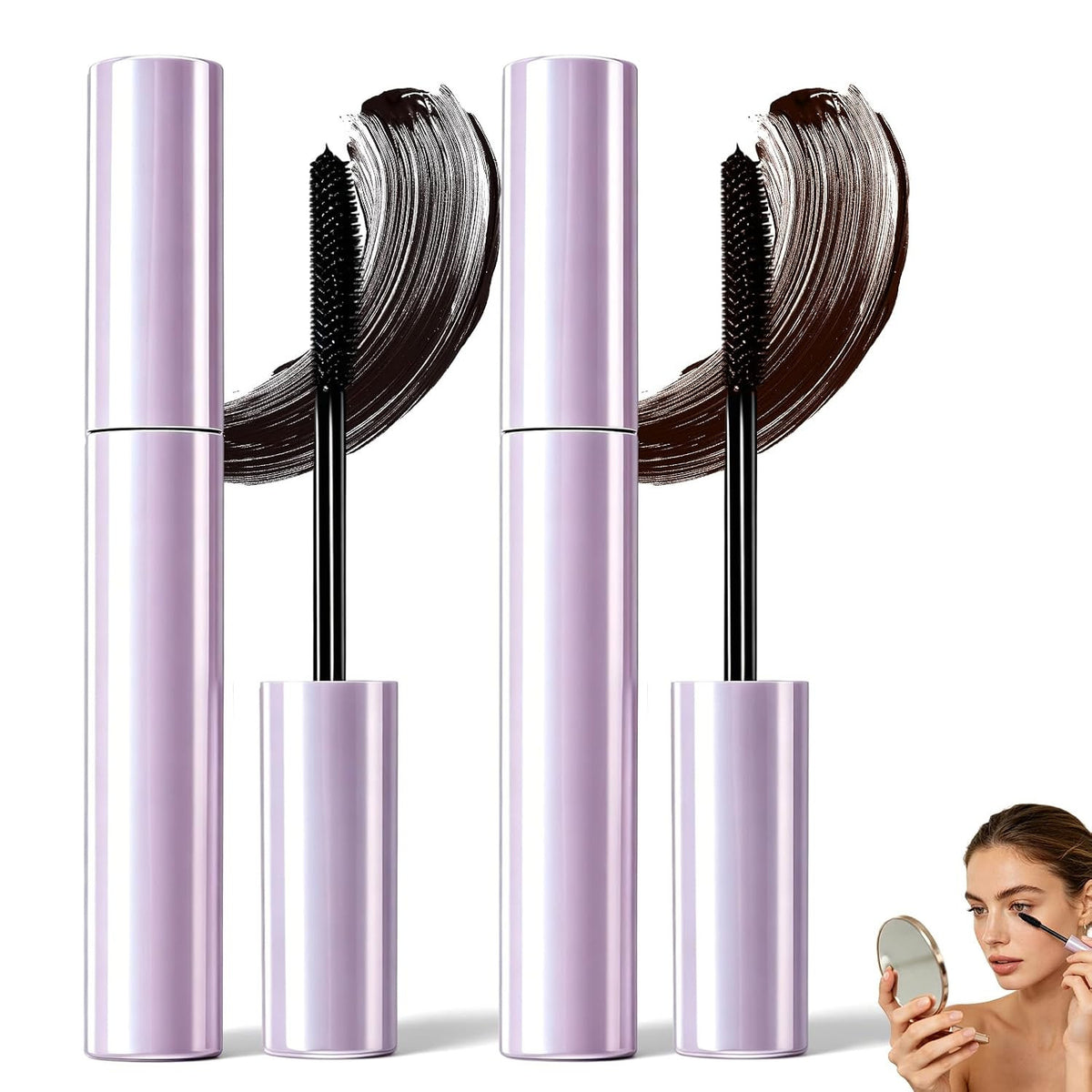 Long Lasting Curl Mascara for Older Women - Lengthening & Volumizing, Water Resistant, Hypoallergenic, Black & Brown 2-Pack