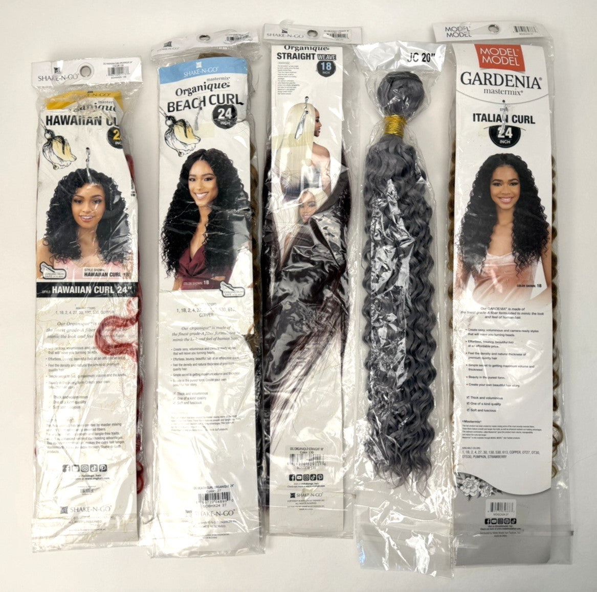 Multicolor Curly and Straight Synthetic Hair Bundles - 5 Pack