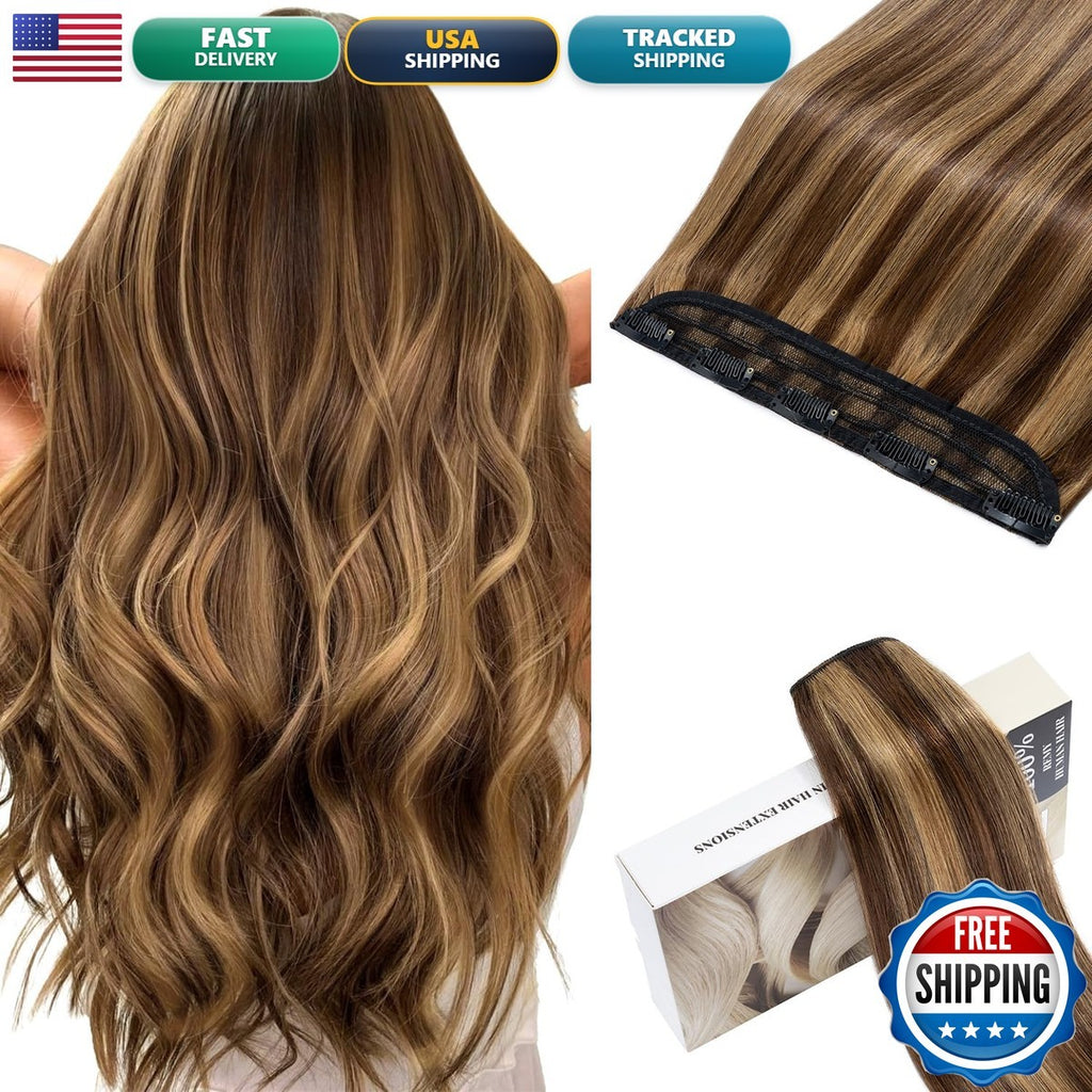 Clip-In Hair Extensions 22 Inch Human Hair Voluminous Length & Style - 55g