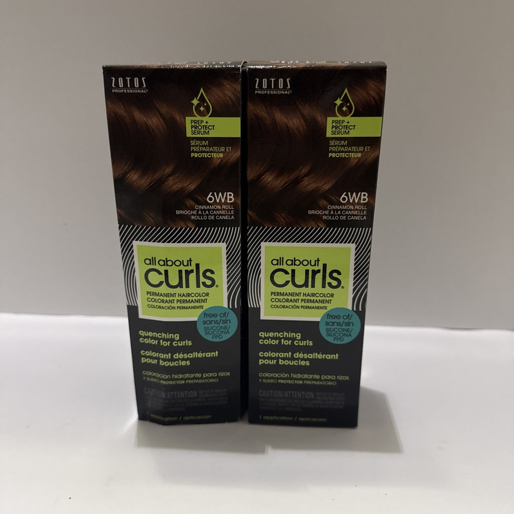 2 Pack Hair Color Kit - All About Curls Permanent Hair Dye 6WB Cinnamon Roll