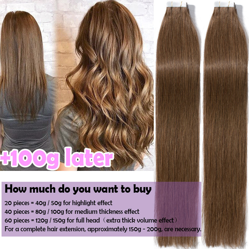 Premium Russian Remy Tape-In Hair Extensions Full Head - Thick & Natural