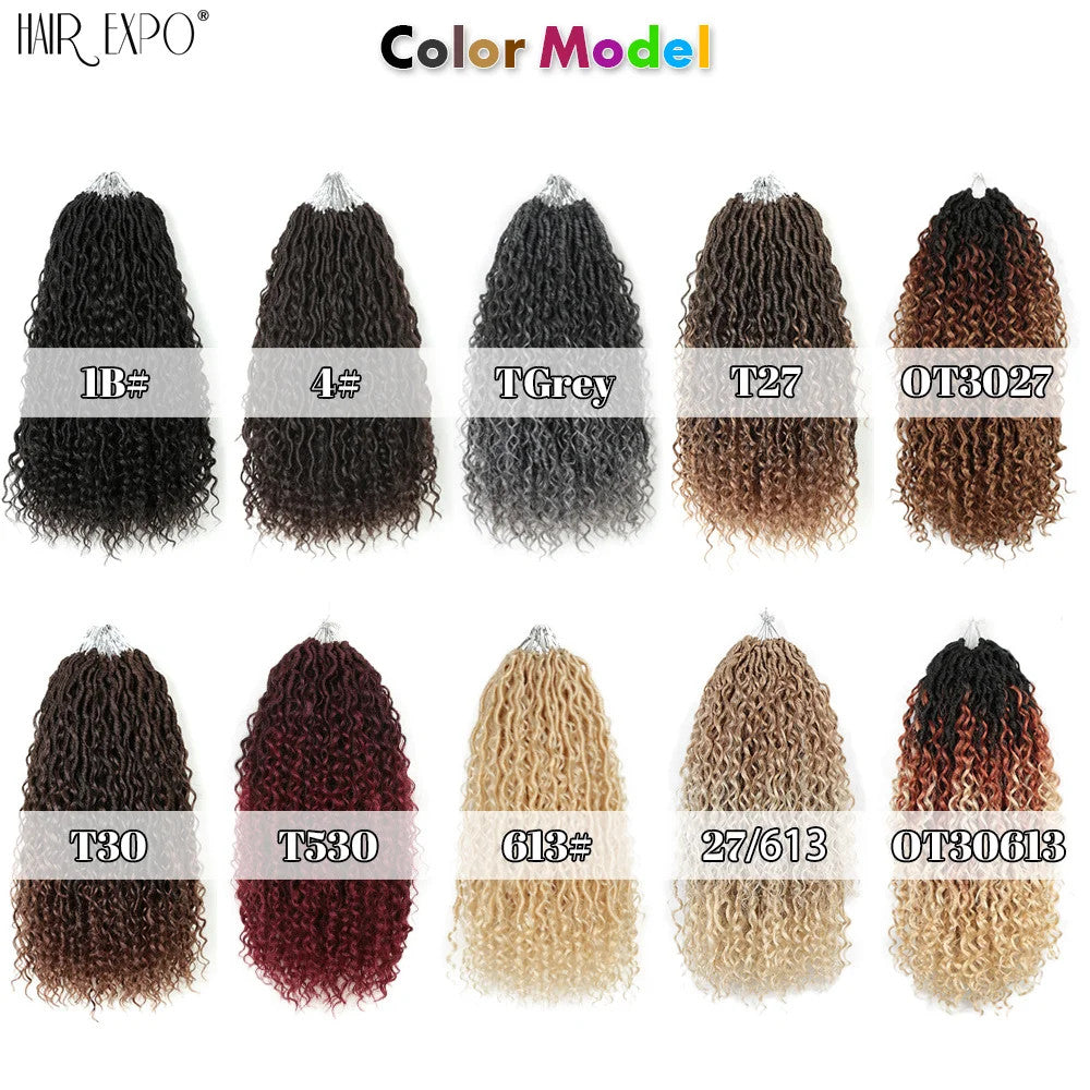 Synthetic Curly Faux Locs Crochet Hair Extensions for Women